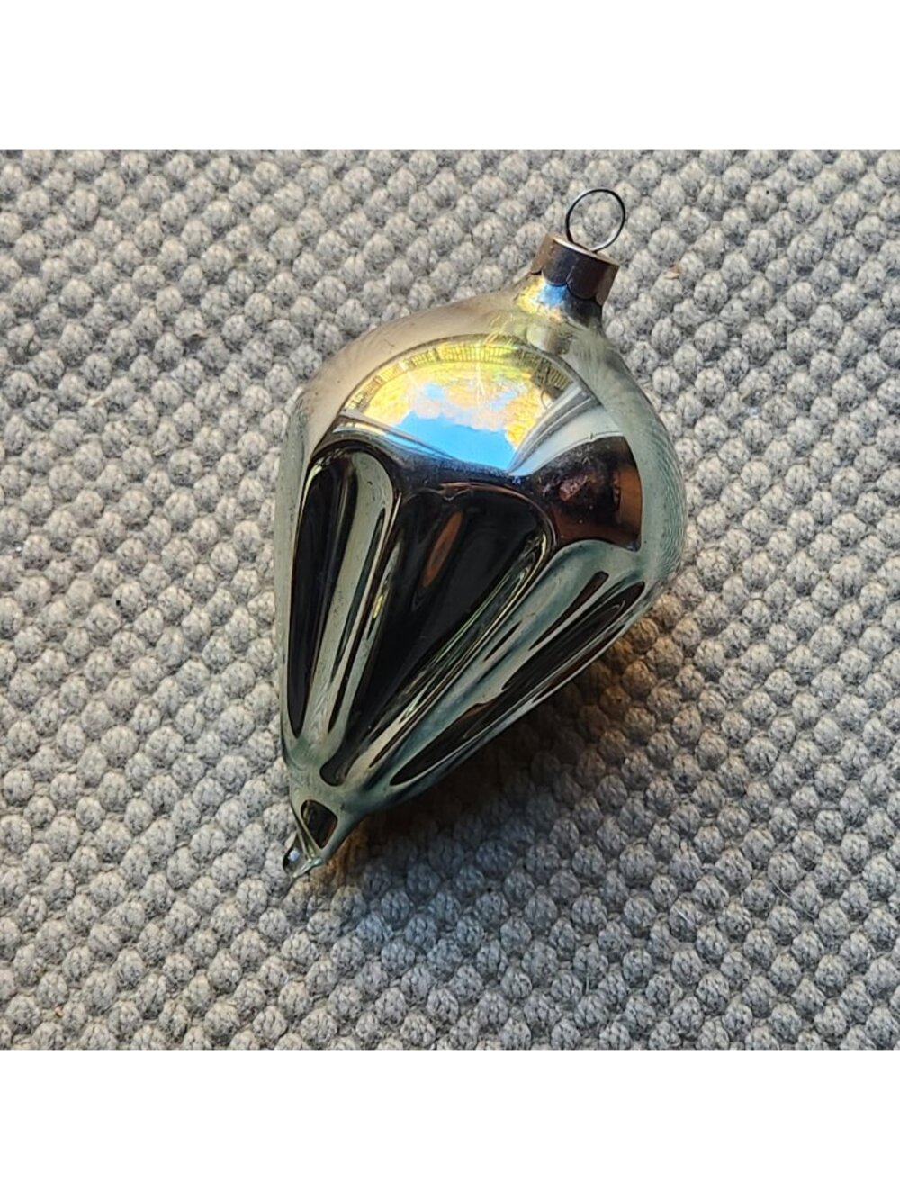PRE-WAR HEIM Blue PARACHUTE Fluted Blown Glass Christmas Tree Ornament Vintage - Picture 1 of 7